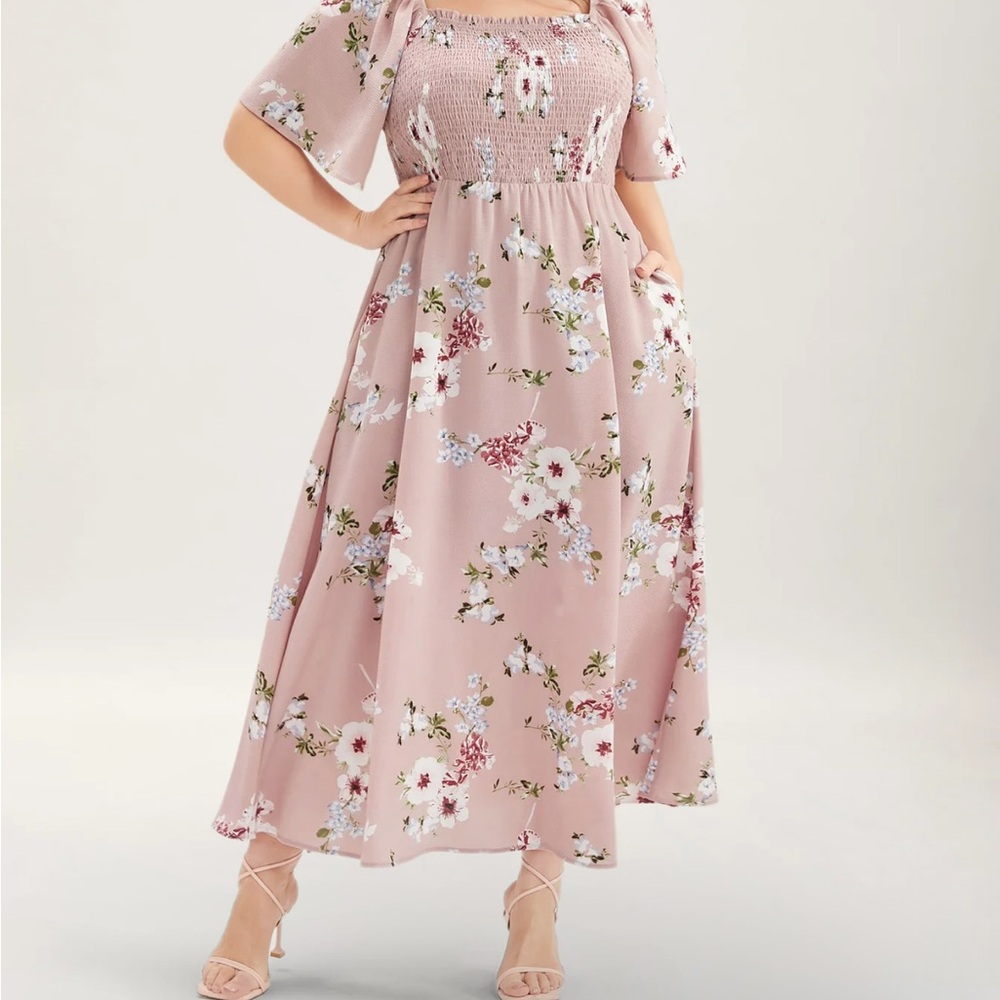 BloomChic Smocked Bodice Floral Garden Maxi in Blush